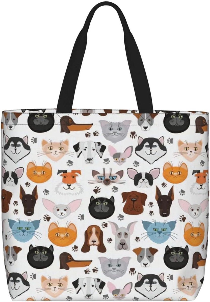 Draagtas Huisdierenprint - Boodschappentas Canvas - Dagelijks Gebruik - Waterafstotend Polyester - 50 x 15 x 40 cm - Meerdere Kleuren