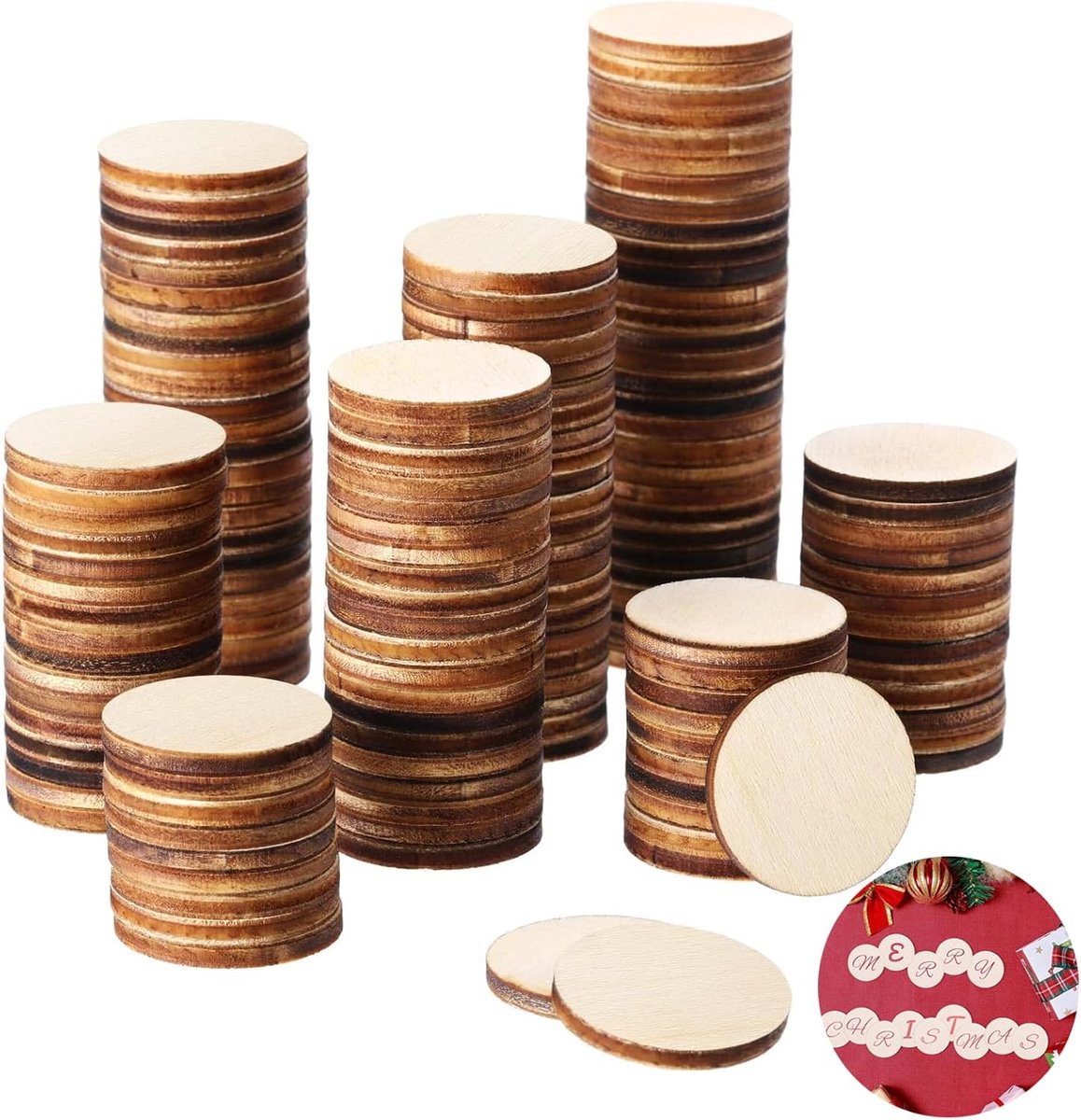 Houten Schijven Ø2cm voor DIY - Meerdere Knutselprojecten | Veel Creatieve Mogelijkheden - Zonder Scherpe Randen - voor 3D Modellen Productie van Pins Het Maken van Sieraden Decoratie