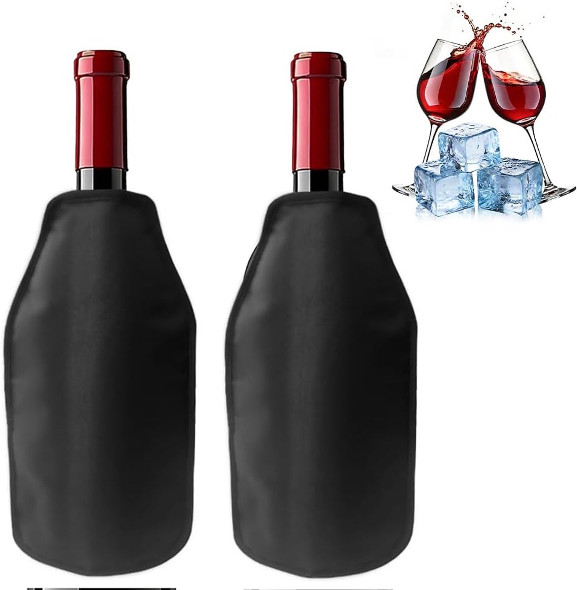 Set van 2 wijnkoelmanchetten, koelmanchet voor wijn, champagne, champagne en flessen