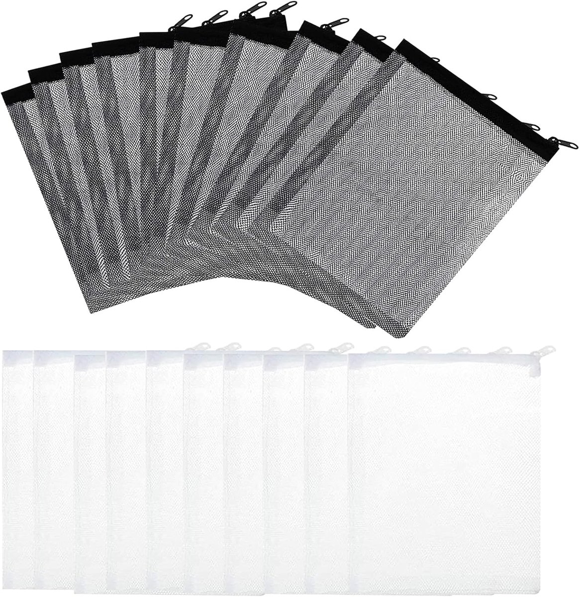 20 Stuks Aquarium Filterzak, Filterzak, Nylon Media Mesh Aquarium Net Filterzak, voor Vijver, Zwembad, Aquarium, Tuin (Zwart, Wit)