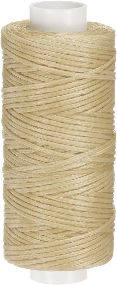 Naaien van leer, 50 m, 0,8 mm, 150D, plat, polyester, multifunctioneel garen voor lederwerk, maandverband, schoenreparatie, beige