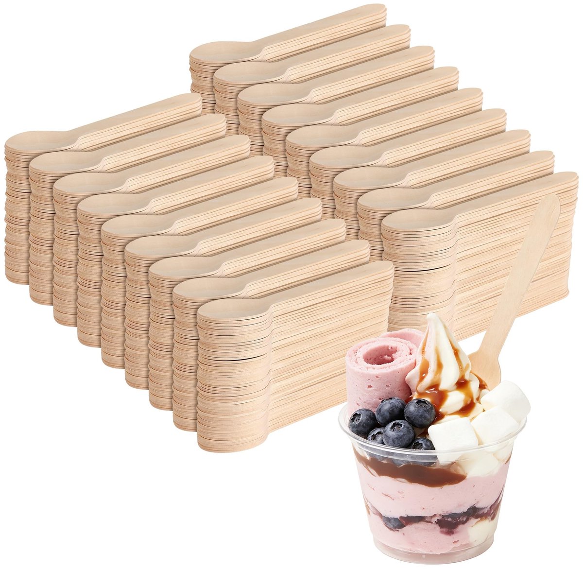 Omgoods - 800 Stuks Wegwerp Houten Lepels van 16 cm voor Feesten en Evenementen