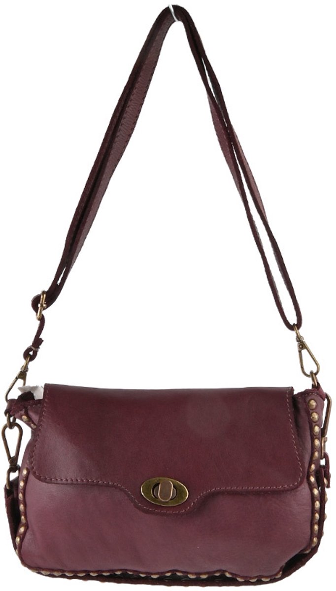 Giuliano gewassen lederen schoudertas Livia - Dames - Made in Italy - Bordeaux