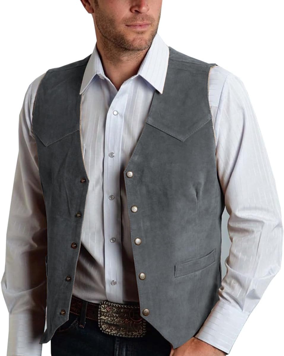 Suède vest voor heren, V-hals, casual, mouwloos, slim fit, zakelijk formeel vest voor bruiloft, diner
