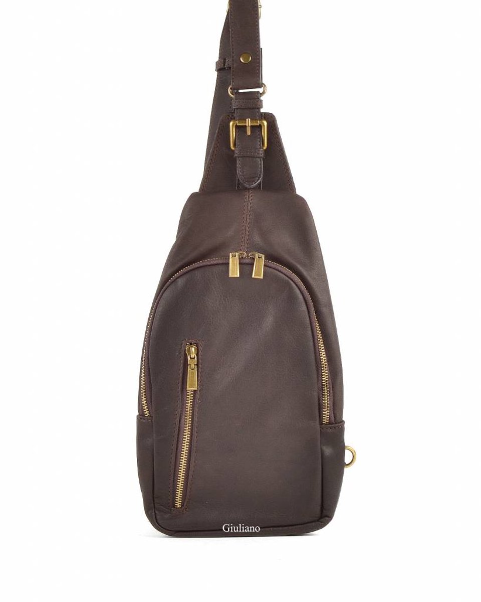 Giuliano gewassen lederen rugtas Noor - Dames - Made in Italy - Koffie