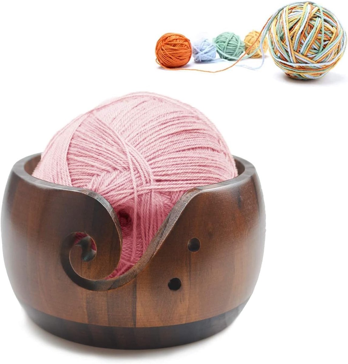 13,7 cm, van hout, bewaarschaal voor garenballen, handwerk, voor garenrollen, garenschaal, breikom voor het opbergen van kluwen