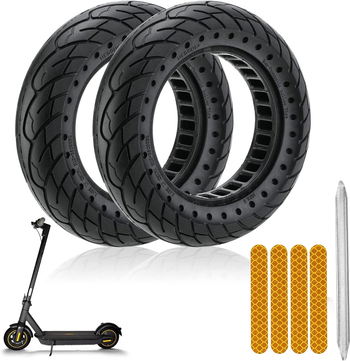 10x2.50 solide scooterbanden 10 inch massief rubberen banden 60/70-6,5 voor Ninebot Max g30d 2 solide banden reservebanden voor scooter Met stickers en gereedschappen