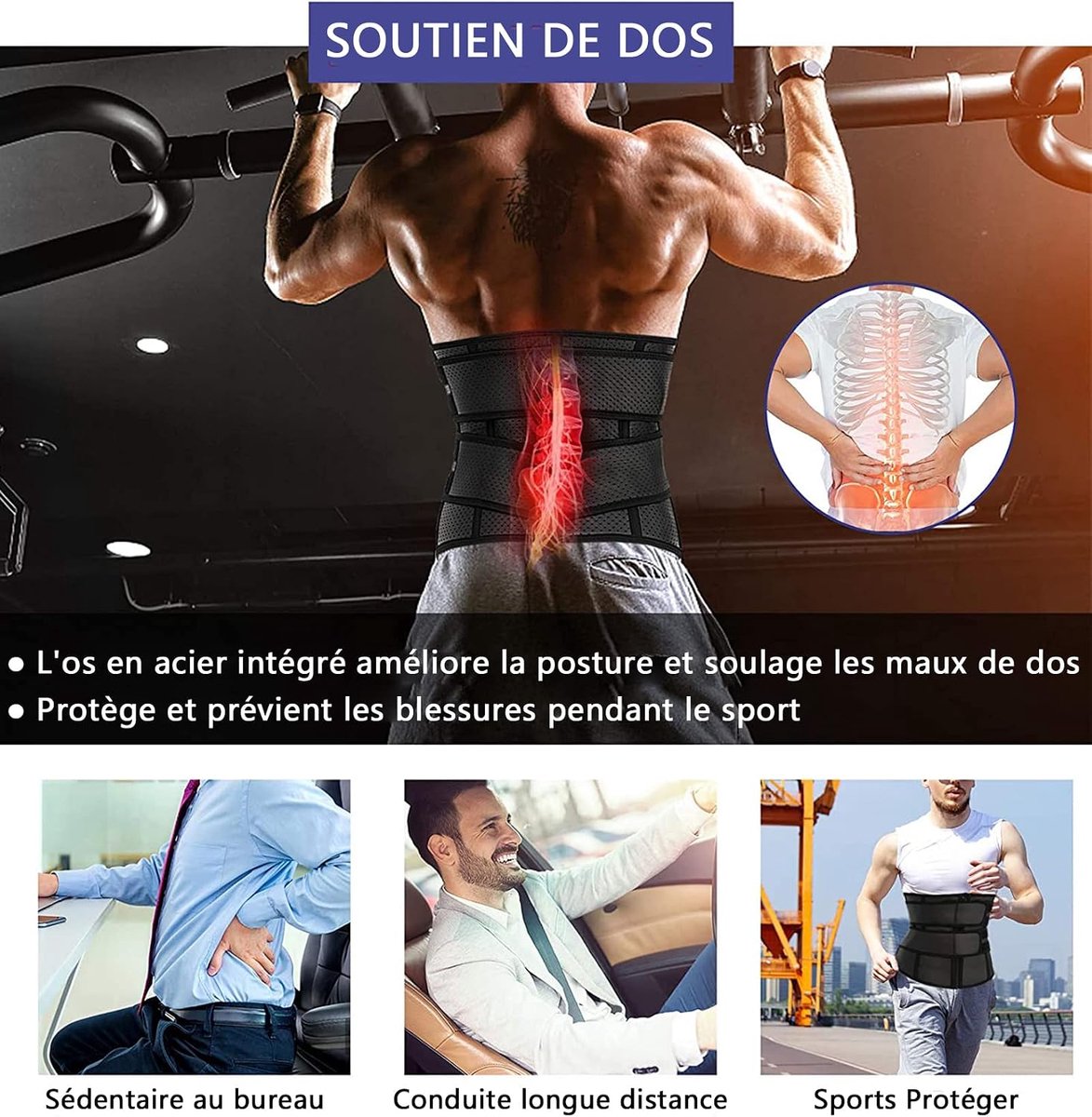 Zweetgordel voor heren, slanke riem, neopreen, korset, slanke riem, platte buik, fitness, sport (XL, zwart)