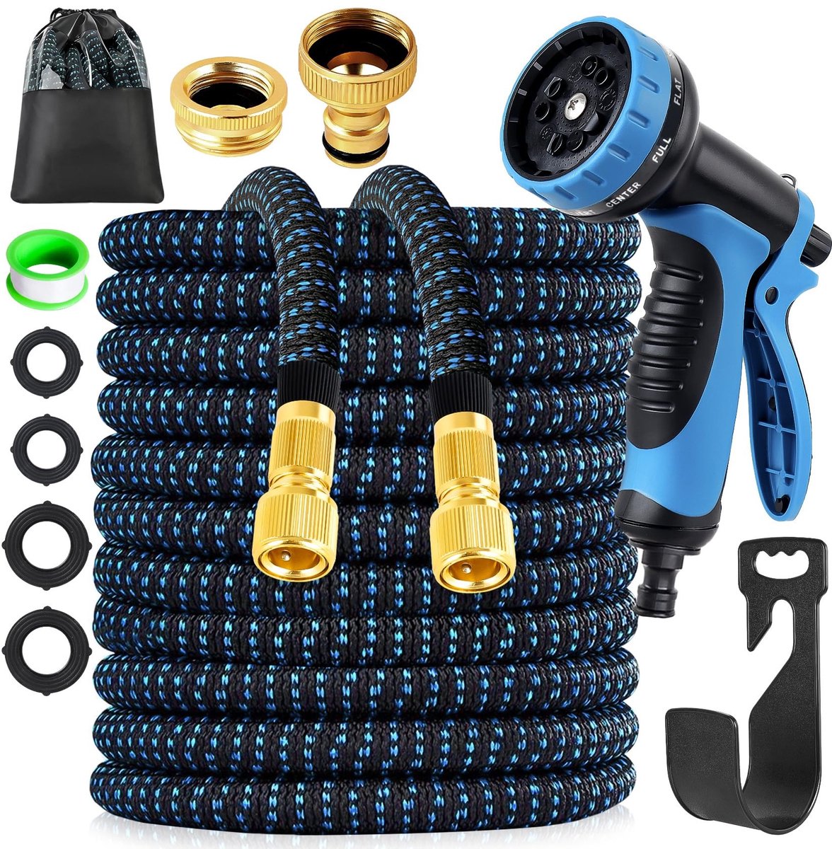 Omgoods - 30 Meter Verlengbare Tuinslang met Slanghaspel en Sprinkler