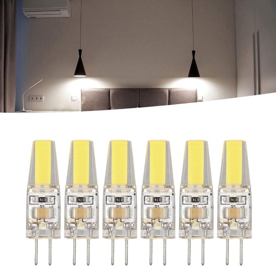 lamp-Zes 220V 6W G4 LED-lampen, 500LM COB-lampen, 360 graden verlichting, koelplaat, siliconen anti-verblinding, geschikt voor plafondverlichting in huis, tuinverlichting en kroonluchters (koel wit licht 6500K). — afbeelding 5