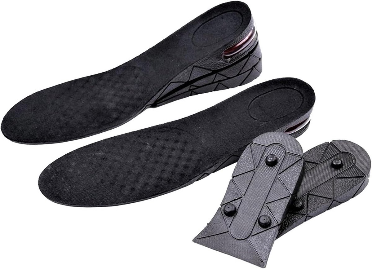 DI SALDI Inlegzolen met hielkussen +3 +5 +7 cm, verstelbare lichaamshoogte, zwart., Eén maat