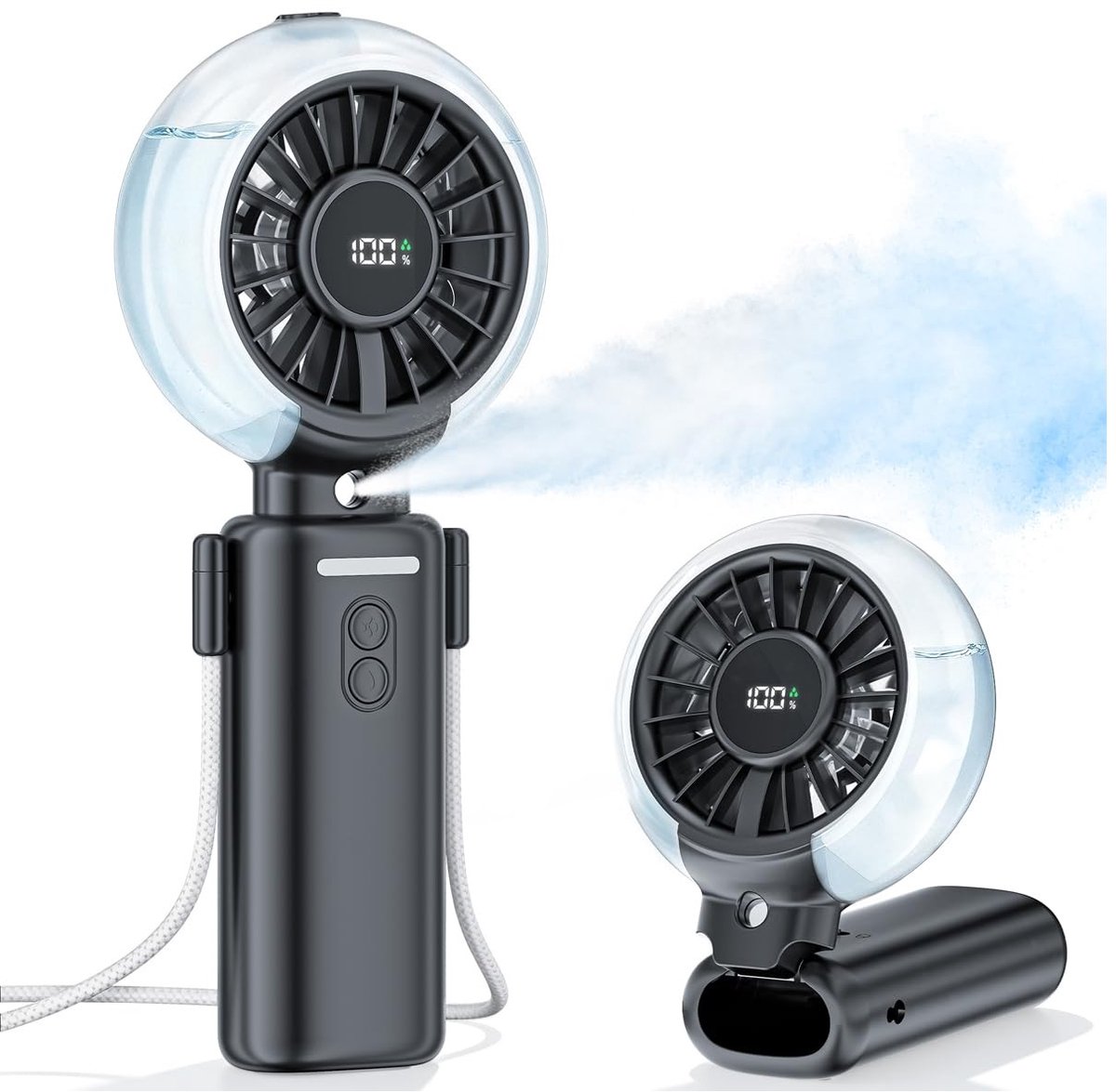 Omgoods - Mini Luchtbevochtiger en Ventilator - 100 Snelheden Draagbare USB Fan