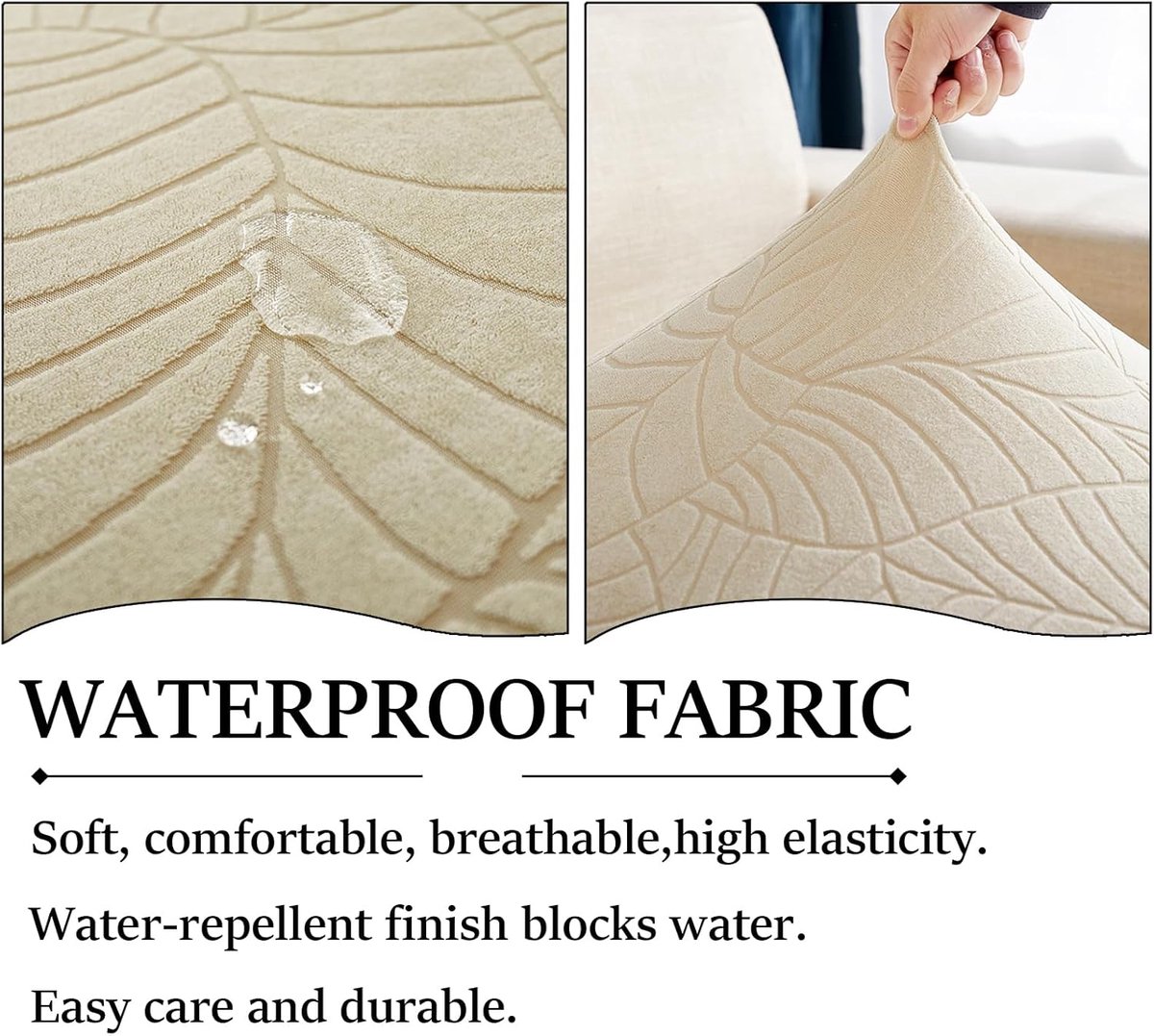 Seat Cover Waterproof & High Stretch Jacquard Soft & Non-slip Sofa Seat Covers Motorhome & Indoor Protector Covers for Camper Sofa Bench (Beige,W 65-95cm,D65-95cm)