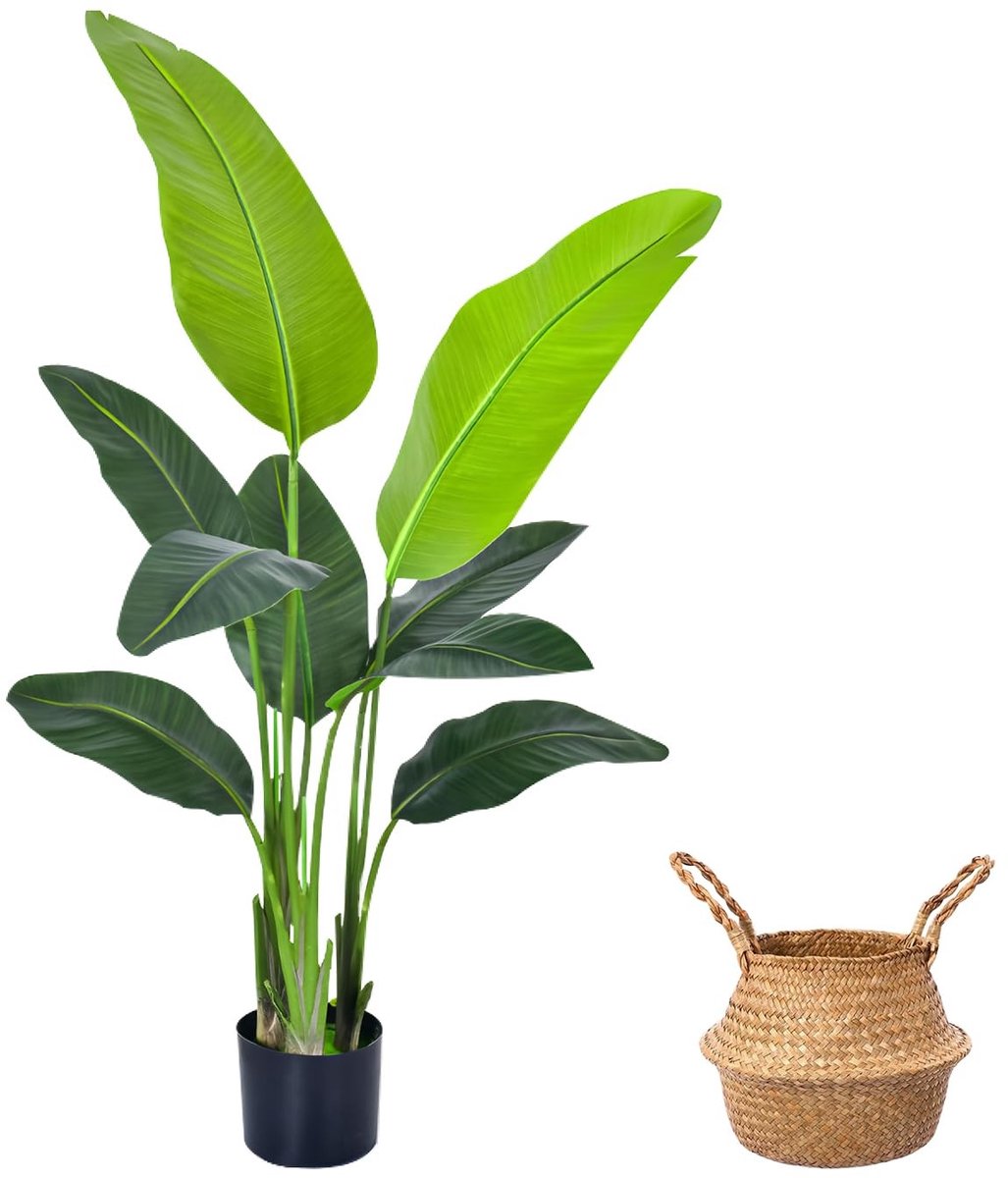 Omgoods - Kunstmatige Paradijsvogel Plant - 120 cm, Tropische Palm in Pot