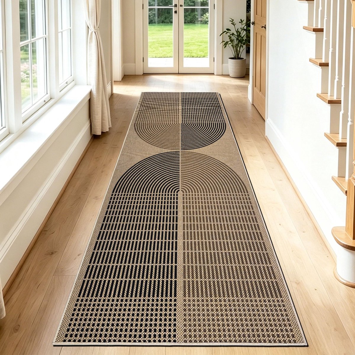 Omgoods - Modern Wasbaar Jute Tapijt 80x200 cm - Antislip Vloerkleed voor Binnen en Buiten