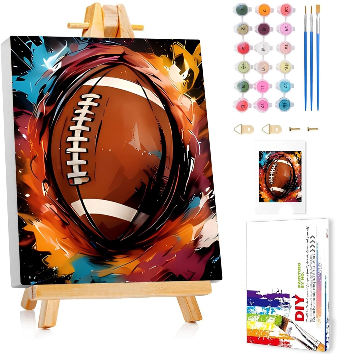 Omgoods - Rugby Schilderen op Nummer voor Kinderen - Creatieve Verfset met Lijst