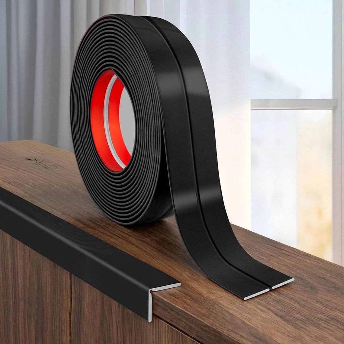 Omgoods - Flexibele Hoekbeschermer - Zelfklevende Randbescherming - Mat Zwart, 16mm x 9.2m
