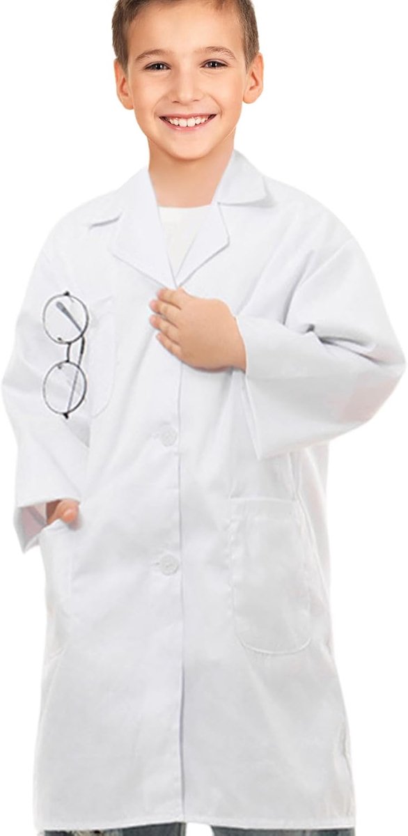 Witte laboratoriumjas voor kinderen, jongens en meisjes, artsenjas, medische laboratoriumjassen, kinderen, wetenschapper, arts, kostuum, wetenschapper, arts, verkleedaccessoires voor