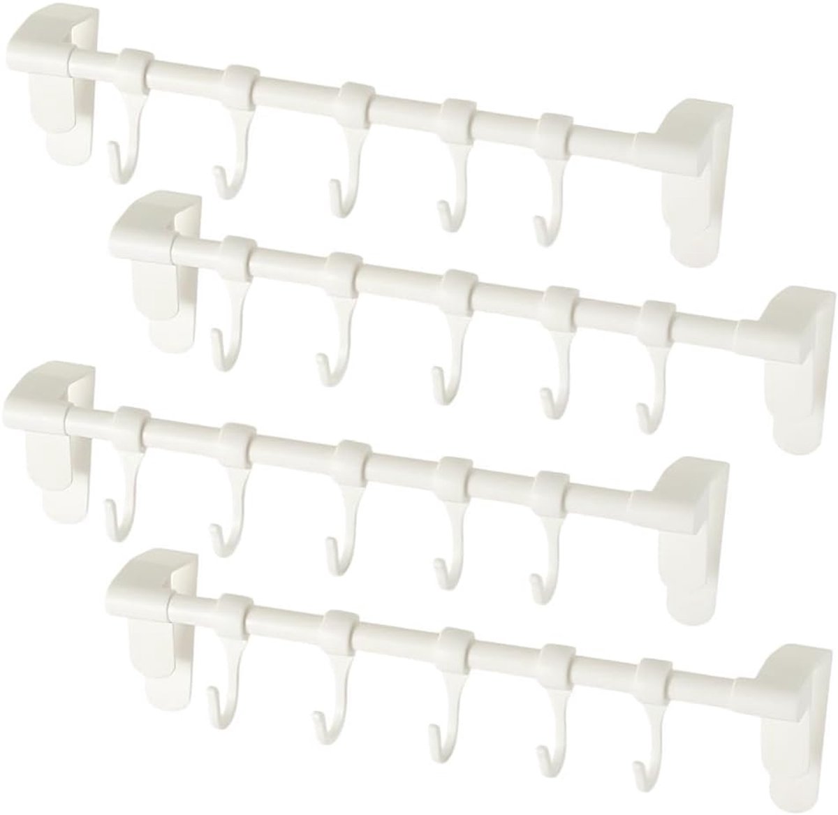 4 stuks keukengereihouders, beweegbare wandhaken, Ophangrek voor keukengerei Zonder boren 23.8 cm voor keukengerei, kookgerei, messenhouder, 20 haken