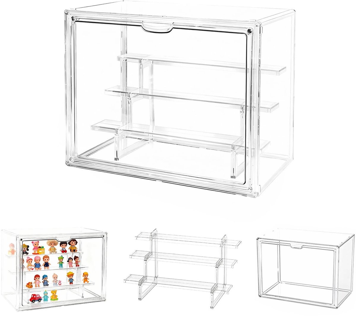 Omgoods - 3-laags Acryl Display Case met Magnetische Deur voor Verzamelobjecten