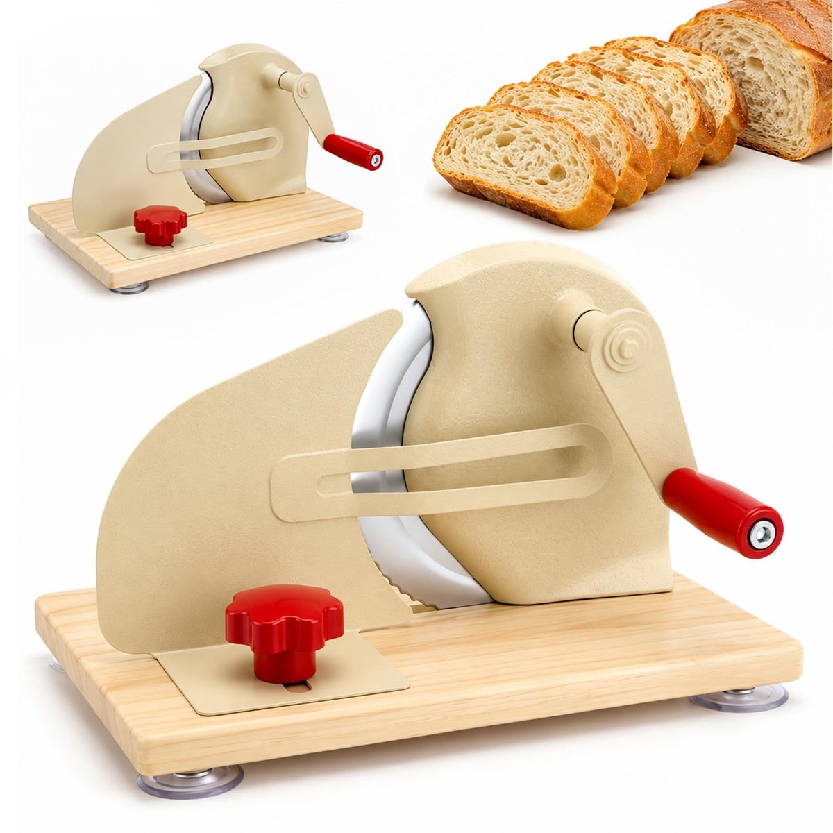 Omgoods - Handmatige Broodsnijder met Verstelbare Dikte en Mes - Ideaal voor Thuis en Bakkerijen