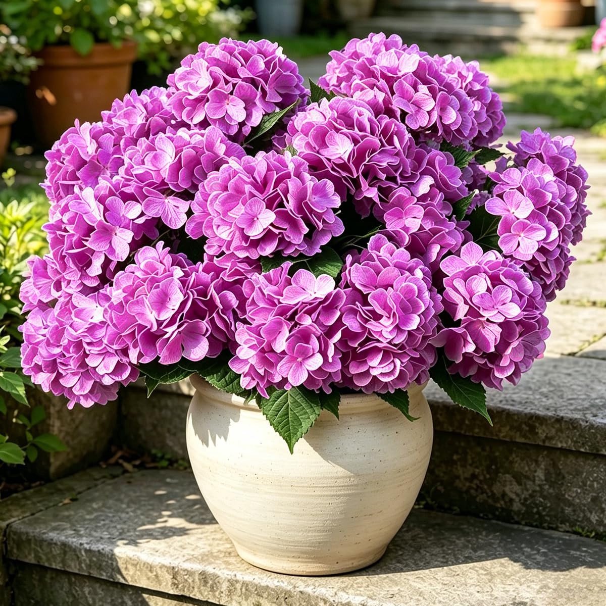 Omgoods - Set van 6 Grote Kunstmatige Hortensia's - 45 cm, Felroze voor Decoratie