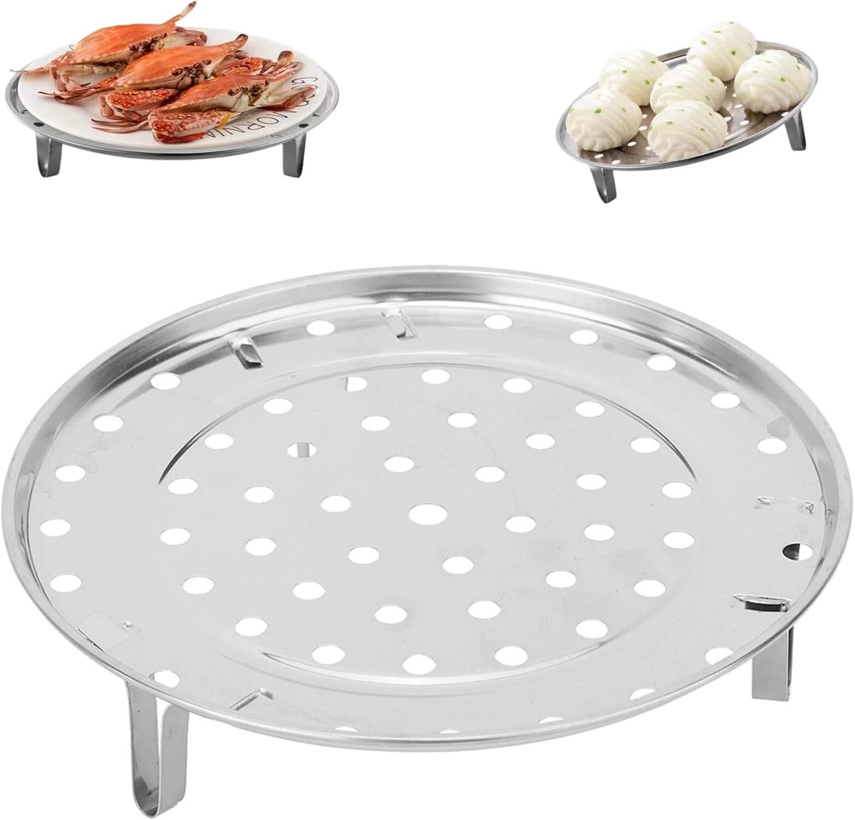 Stoomrek Stand Roestvrijstalen Inblikkenrek Stoommandrek Stoombak voor Snelkookpan Canners(20cm)