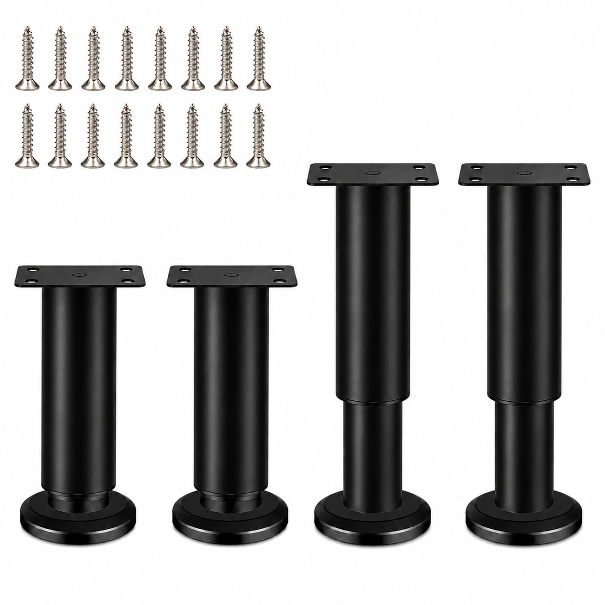 Omgoods - 4 Stuks Verstelbare Meubelpoten - Hoogte 25–42 cm voor Meubelprojecten