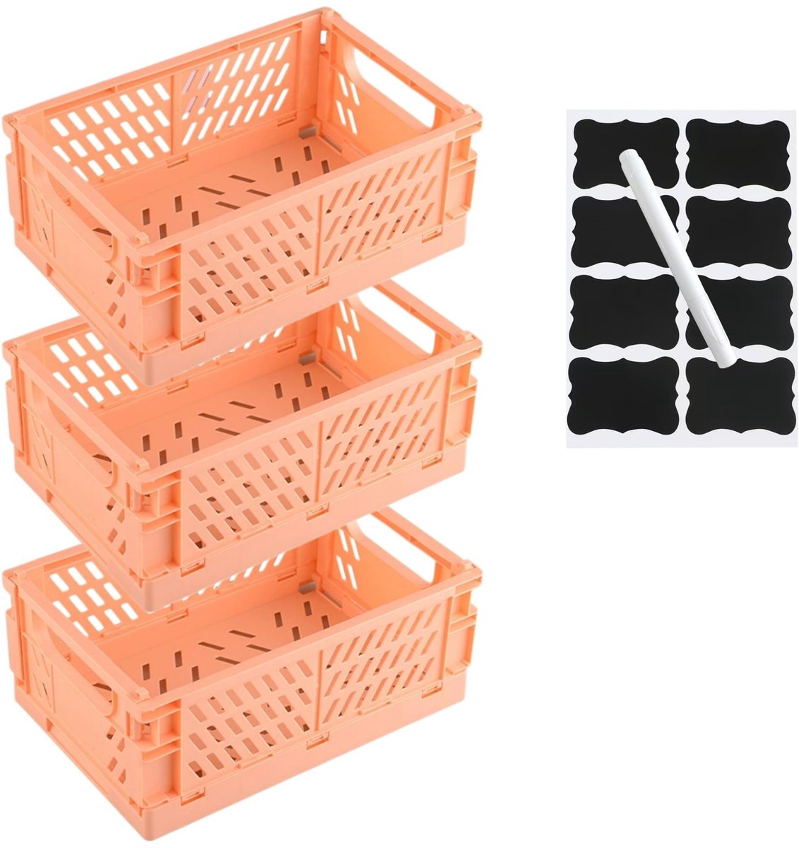 Omgoods - Set van 3 Inklapbare Opbergkratten voor Keuken en Kantoor