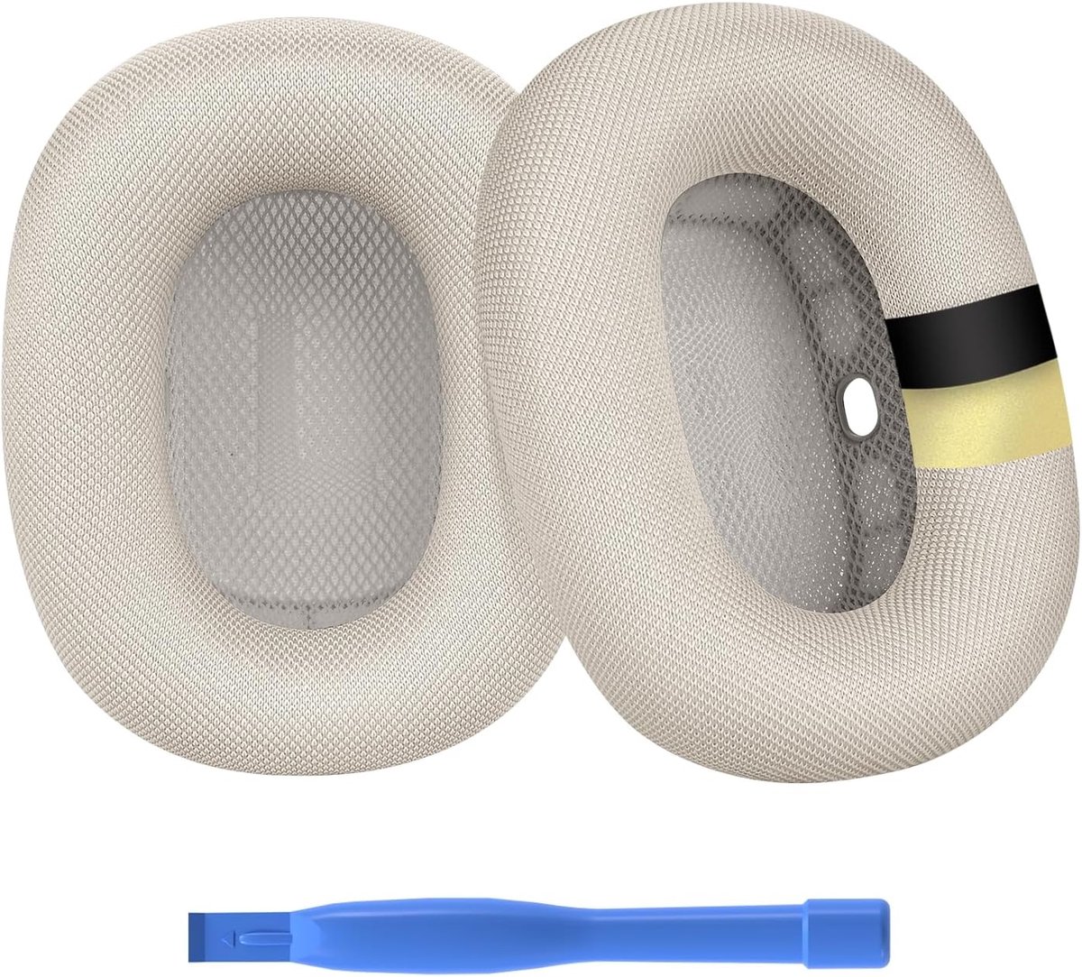 Oorkussens voor AirPods Max Hoofdtelefoon van MMOBIEL – Premium - Mesh Fabric Koptelefoon Oorkussens met Siliconen Laag – Noise Isolation Hoofdtelefoon Earpads – Sterrenlicht