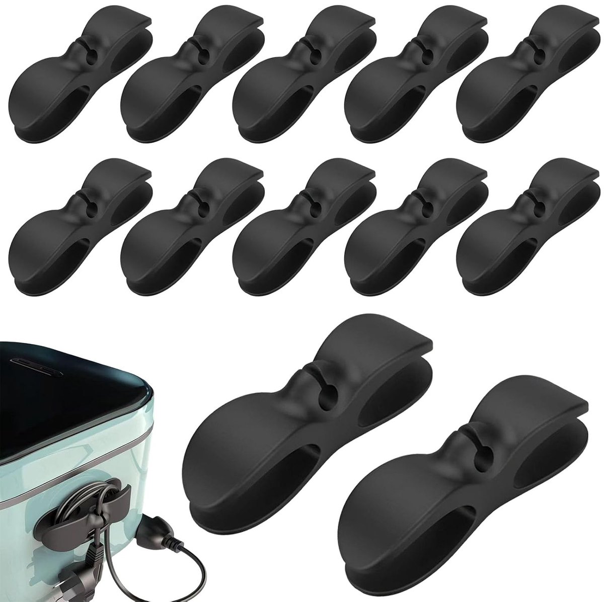 Kabelorganizer voor Apparaten,Forreen 12 Stuks Kabelhaspel voor Keukenapparaten Zelfklevend Multifunctioneel Buigzaam Kabelhouder voor Keukenapparaten, Mixers, Rijstkoker, Airfryer