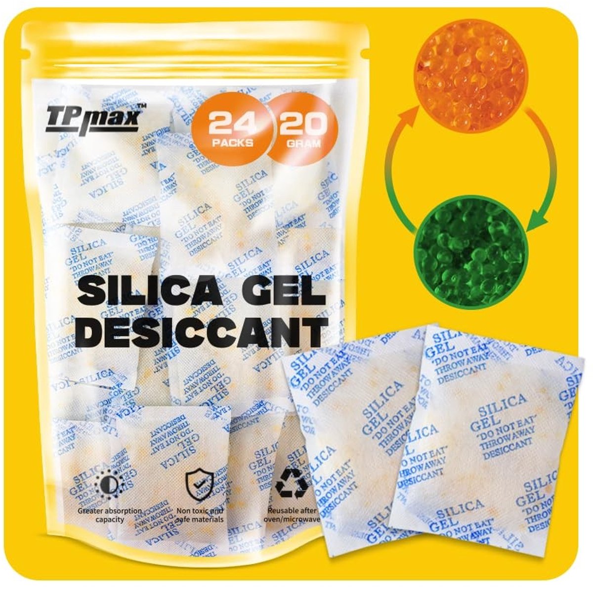 Omgoods - 20g x 24 Packs Silica Gel Desiccant Bags - Herbruikbare Ontvochtigers