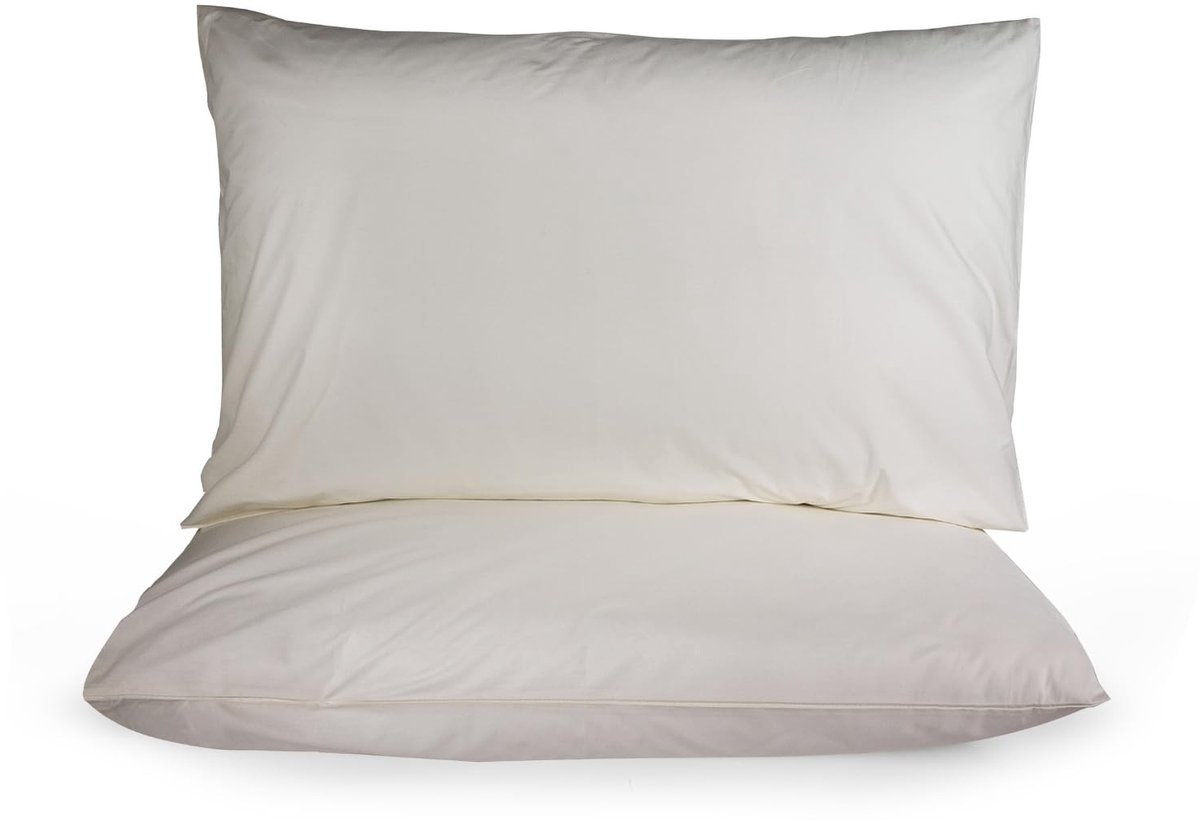 Omgoods - Set van 2 Percale Kussenslopen van 100% Katoen in Natuurlijke Kleur 60 x 90 cm