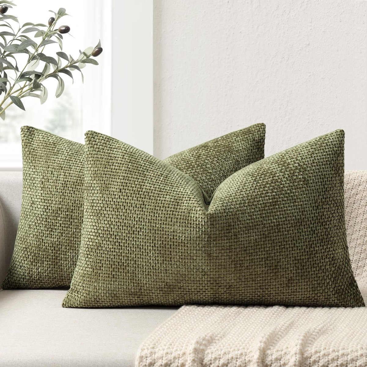 Omgoods - Set van 2 Chenille Kussenhoezen 40 x 60 cm