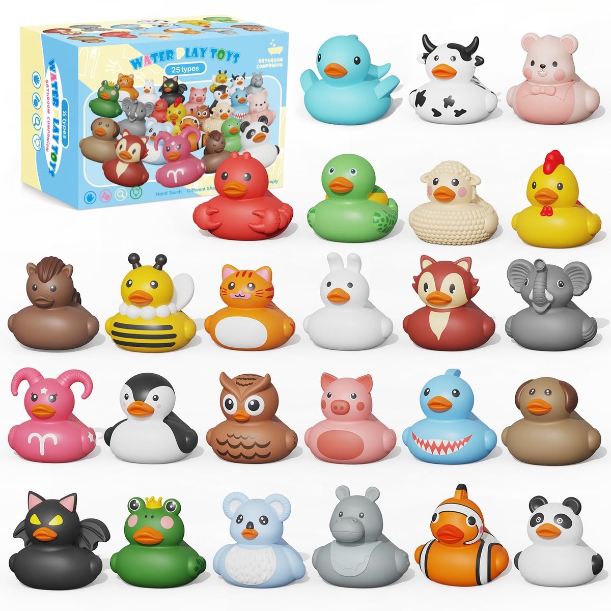 Omgoods - 25 Stuks Rubber Eendjes Bad Speelgoed voor Kinderen