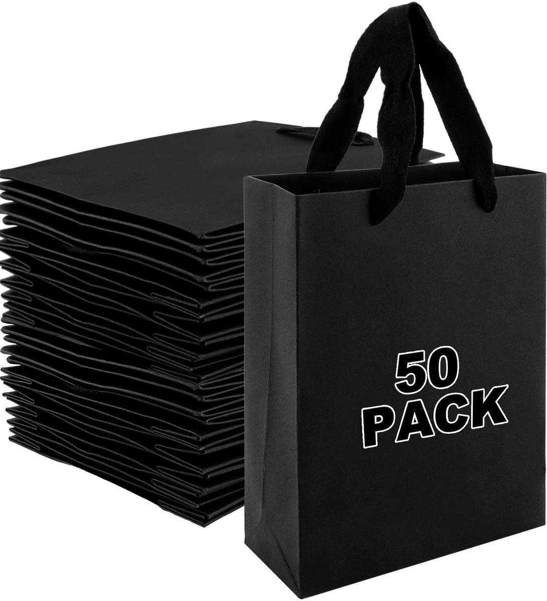 Omgoods- Cadeauzakjes 50 stuks - Papieren zakjes met handvat - Herbruikbare zakken - 15 x 6 x 20 cm - Voor bruiloft/Kerstmis - Geschikt voor geschenken - Geschenktasjes
