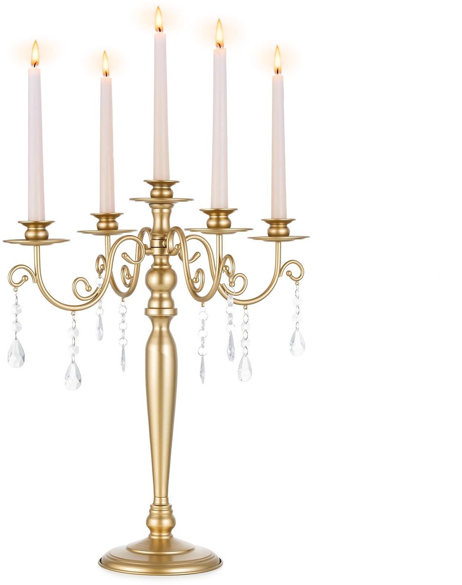 Omgoods - 5-armige Gouden Kandelaar voor Tafelcentra en Decoratie