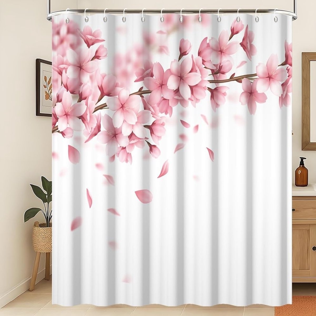 Omgoods - Japanse Sakura Douchegordijn 180x240cm Waterdicht en Schimmelbestendig