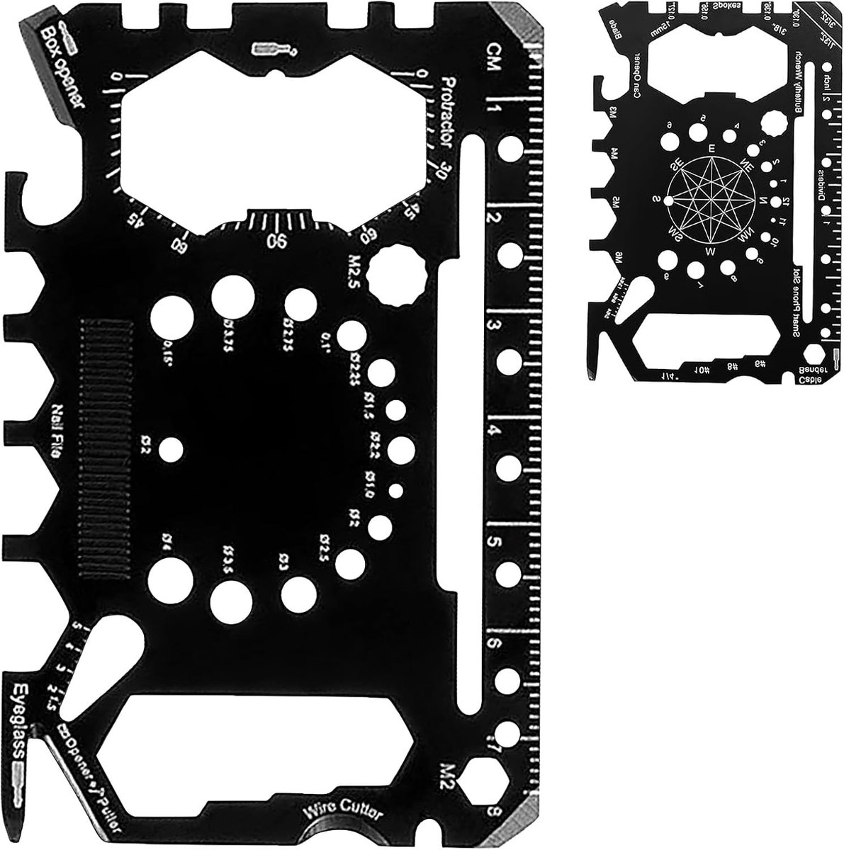 25-in-1 multitool kaart, roestvrij staal, creditcardtool, outdoor & survival gadget voor mannen, praktisch campingaccessoire, cadeau voor mannen