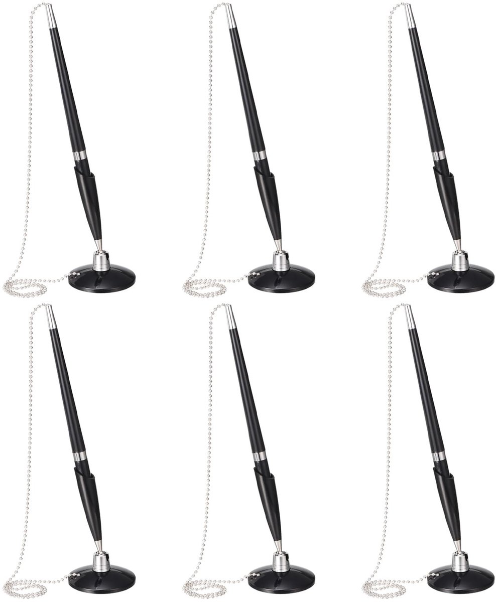 Omgoods - Veilige Pen met Ketting en Zelfklevende Pennenhouder - Set van 6