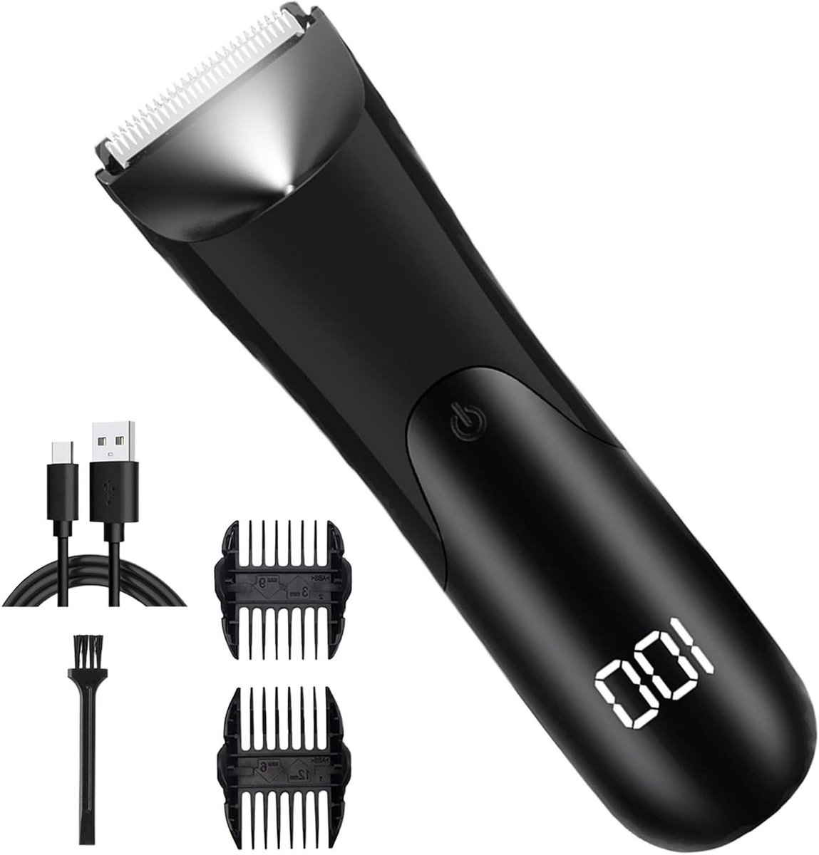 Herentrrimmer - Gezichtstrimmer Baardtrimmer - Persoonlijke Verzorging - Geïntegreerd LED Licht - 14.6 cm - Zwart