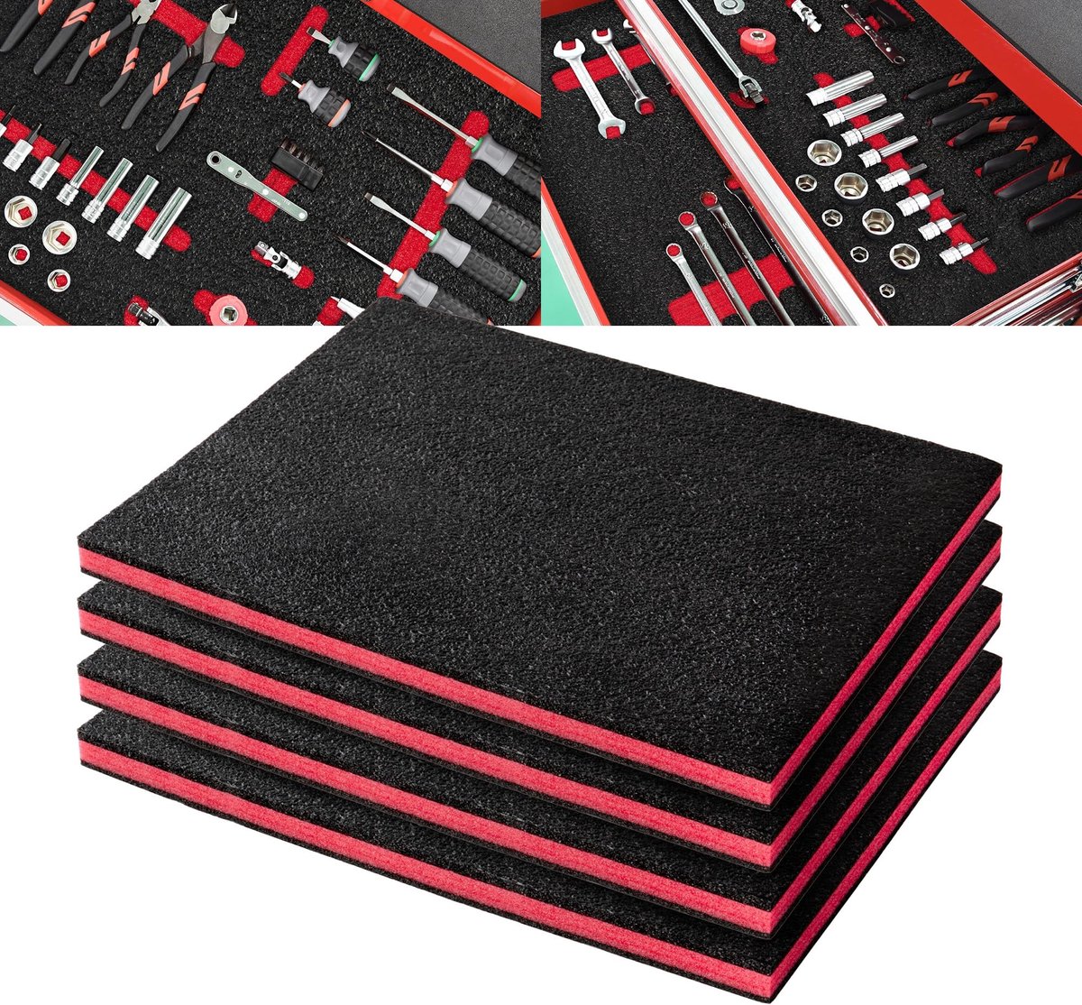 Omgoods - Toolbox Foam - Beschermende inserts voor gereedschap - 40.6 cm zwart/rood