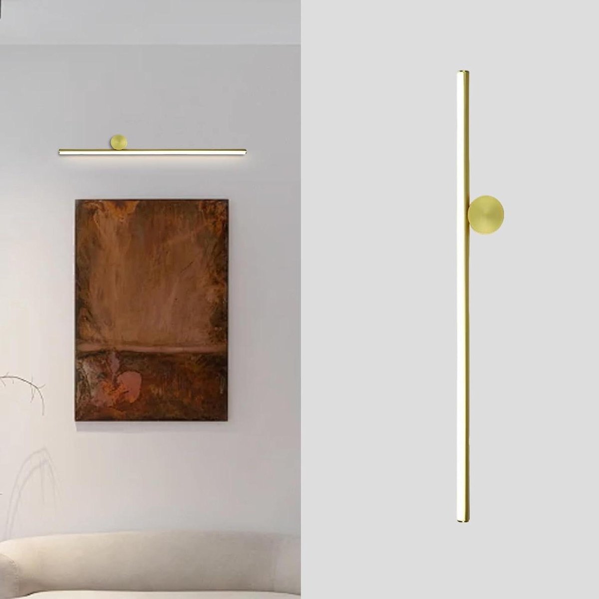 Verticale Wandlamp - Moderne Sfeerverlichting - Woonkamer Verlichten - Minimalistisch Lineair Ontwerp - 80 cm - Goud