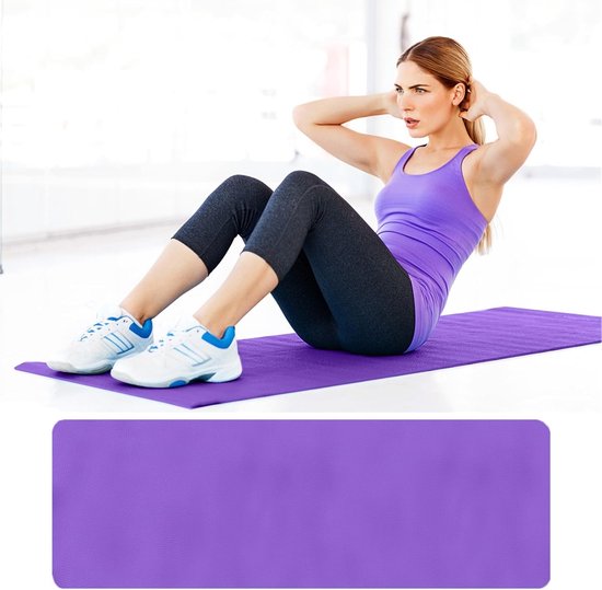 Yogamat - Fitnessmat Pilates - Thuis sporten - Antislip 4mm dik - Incl draagriem - Monochroom van Yogamat — afbeelding 4