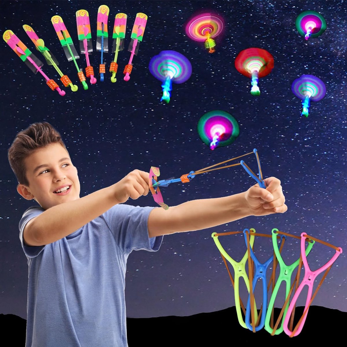 Omgoods - Set van 30 Vliegende Speelgoed Helicopters met LED Verlichting