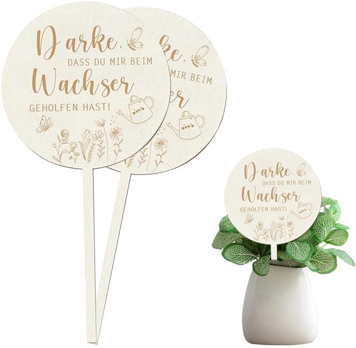 2 Stuk Plantenlabel Plantensteker Rond Bloempot Decoratie Plant Marker Plant Decor Tuinsteker Cadeau Voor Planten Juf Bedankje Bloemenpot Accessoire Binnen Buiten (Waterkokerstijl)