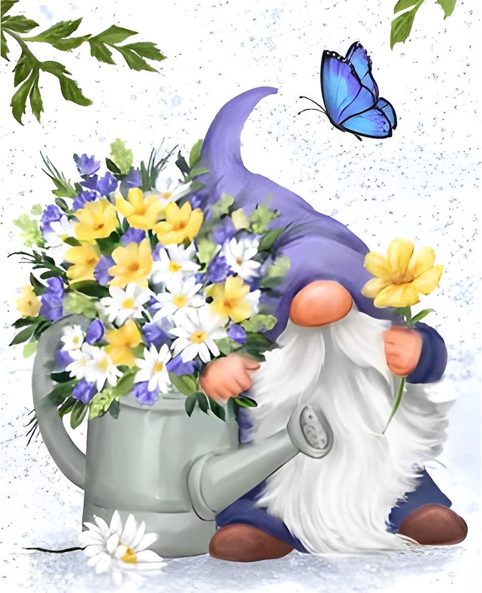 Gnome Diamond Painting Kits voor volwassenen, DIY Volledige Boor 5D Diamond Painting Kabouter Diamond Art Kits Bloemen Diamant Painitng Kits voor Ontspanning en Home Decor 30x40cm
