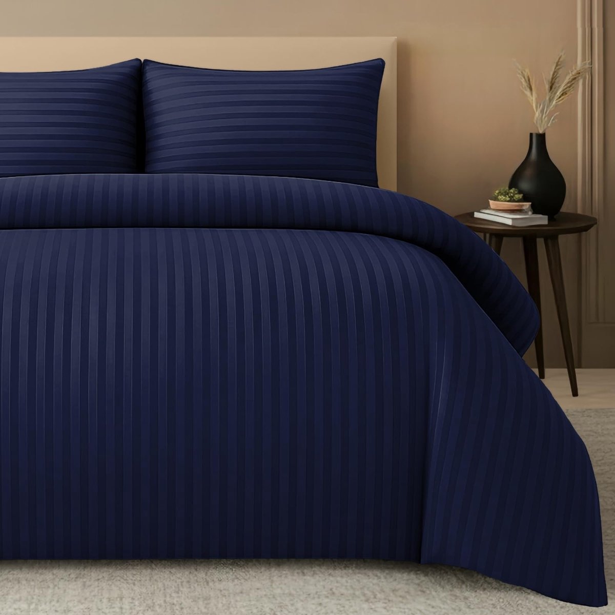 Omgoods - Premium Satin Gestreepte Duvet Cover Set voor Kingsize Bedden