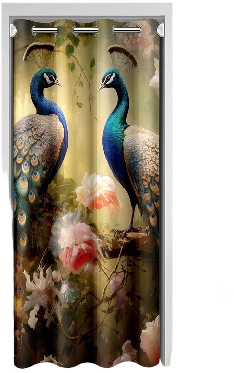 Omgoods - Pauw Deurgordijn voor Privacy - Roze Vintage Bloemen