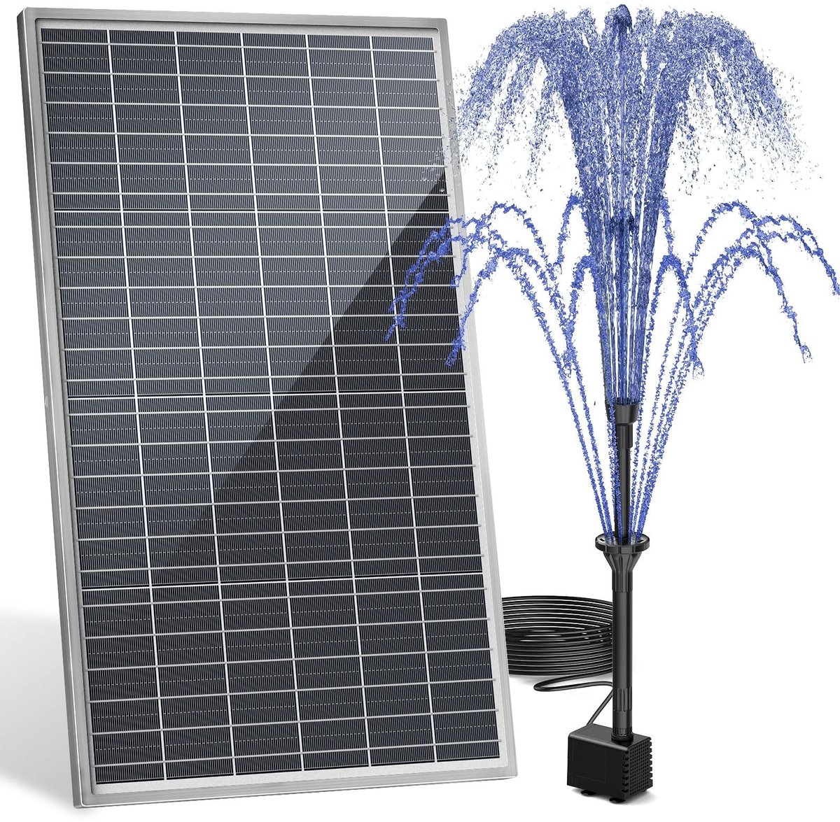 Omgoods - 20W Upgrade Zonnefontein met Interchangeable Nozzles voor Tuin en Vijver